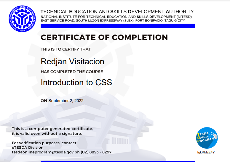 Introduction Certificate